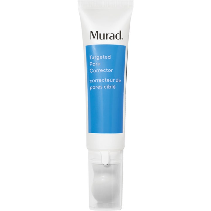 Murad Targeted Pore Corrector 15ml porebehandling der minimerer porer i hvid tube med blåt design og klar hætte.