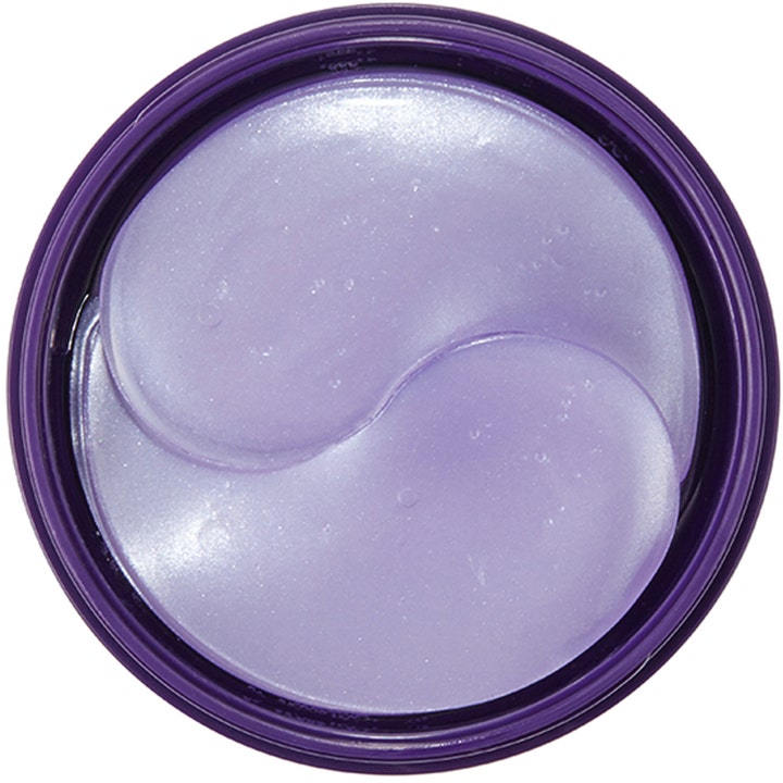 Mizon Collagen Eye Gel Patch 60 stk fugtgivende øjenmaske med lilla glitrende hydrogel patches i en krukke.