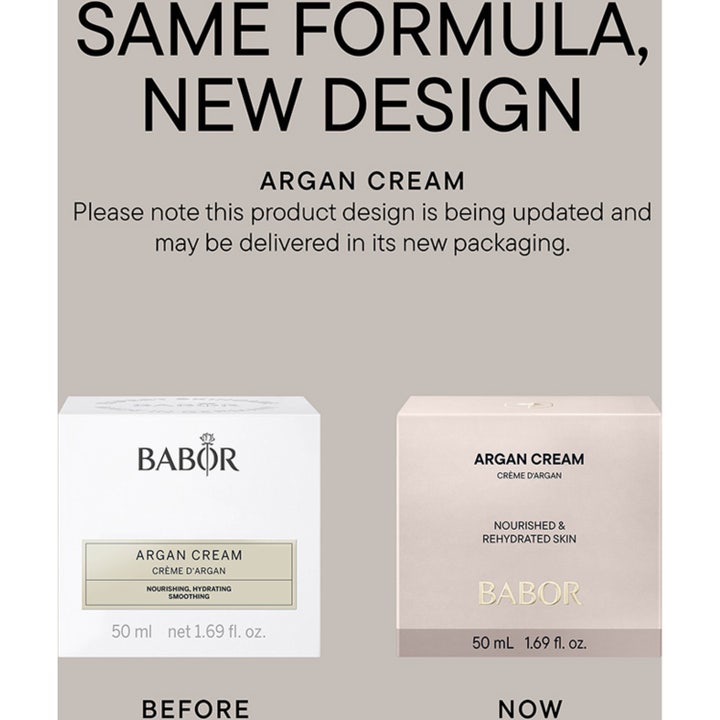 Babor Argan Cream 50 ml nærende ansigtscreme giver blød hud vist med et nærbillede af en lyserød blomst