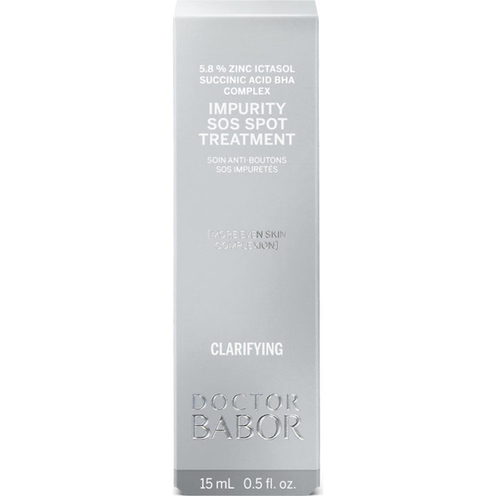 Babor Doctor Babor Impurity SOS Spot Treatment 15 ml mod urenheder i sølvfarvet æske med zink og BHA.