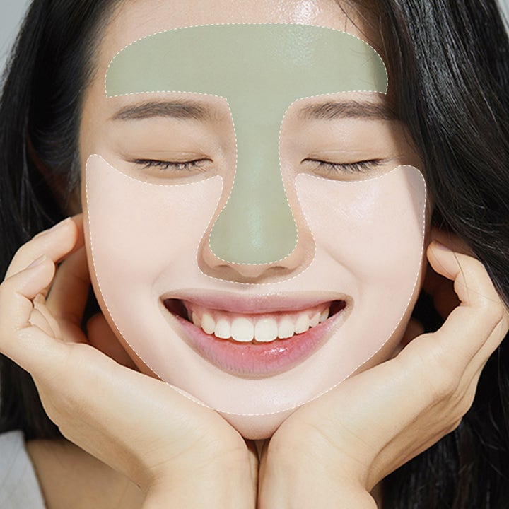 Dr. Ceuracle Jeju Matcha Clay Mask 115 g rensende ansigtsmaske mod urenheder påført i ansigtets T-zone