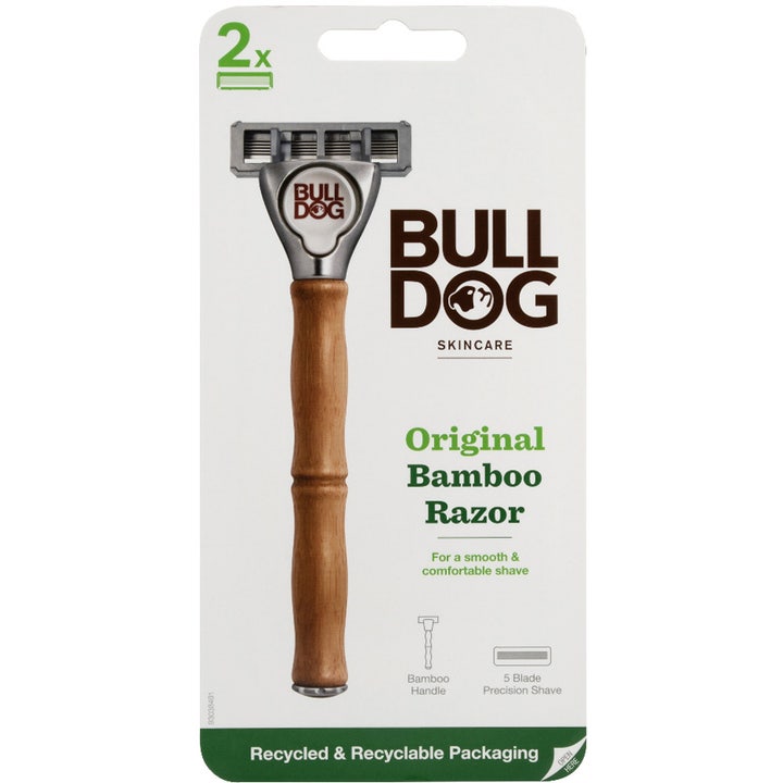 Bulldog Original Bamboo Razor 1 stk til tæt barbering med bambushåndtag og 5-bladet hoved i genanvendelig emballage
