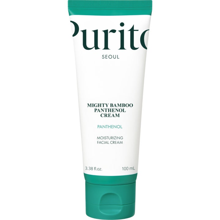 Purito Seoul Mighty Bamboo Panthenol Cream 100 ml styrkende ansigtscreme i hvid tube med grønt låg