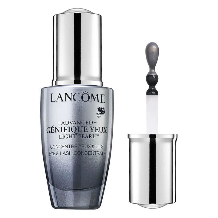 Lancôme Advanced Génifique Yeux Light-Pearl 20 ml øjenserum mod mørke rande i sølvflaske med perleapplikator