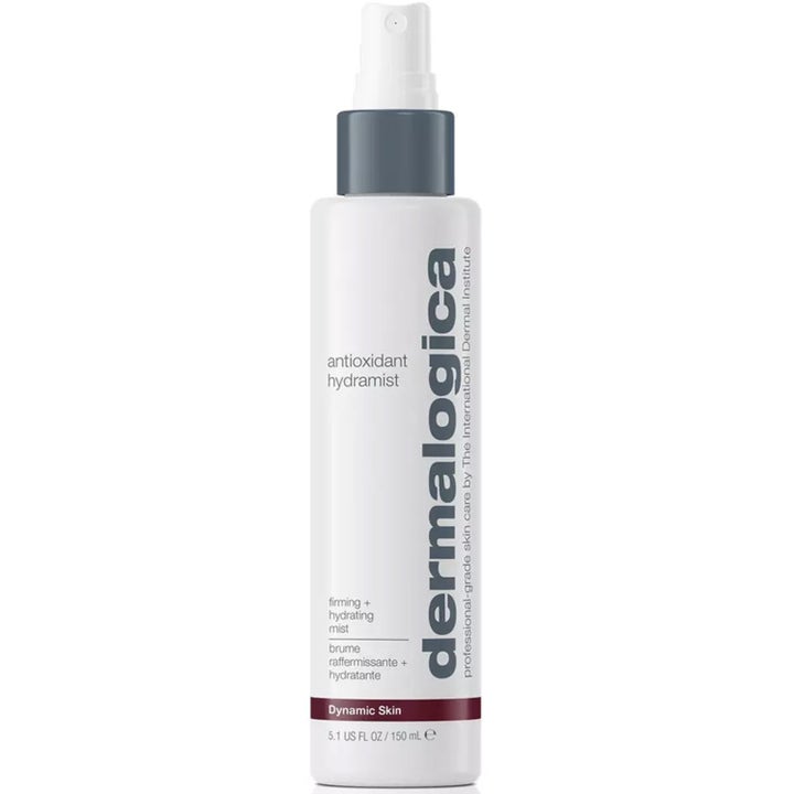 Dermalogica Antioxidant Hydramist 150 ml opstrammende toner i hvid sprayflaske med sølvdetaljer og lilla bånd