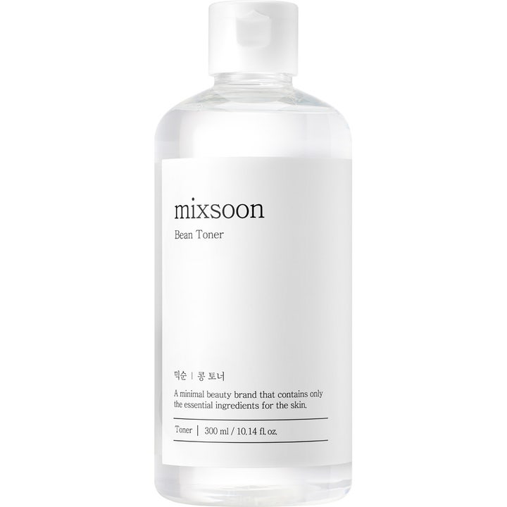 mixsoon Bean Toner 300 ml eksfolierende ansigtstoner i klar plastflaske med hvid minimalistisk etiket