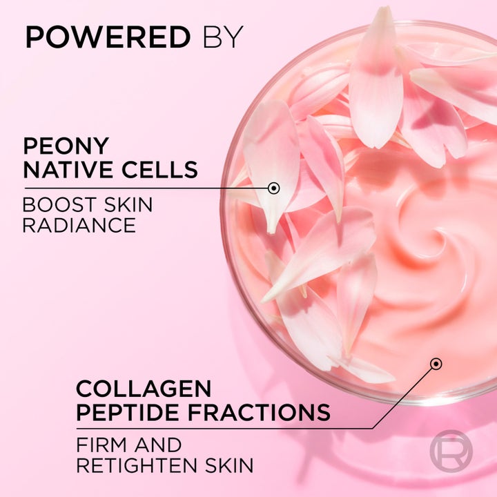L'Oréal Paris Golden Age Rosy Fortifying Care Day 50 ml dagcreme med lyserød tekstur og pæonblade der giver glød.