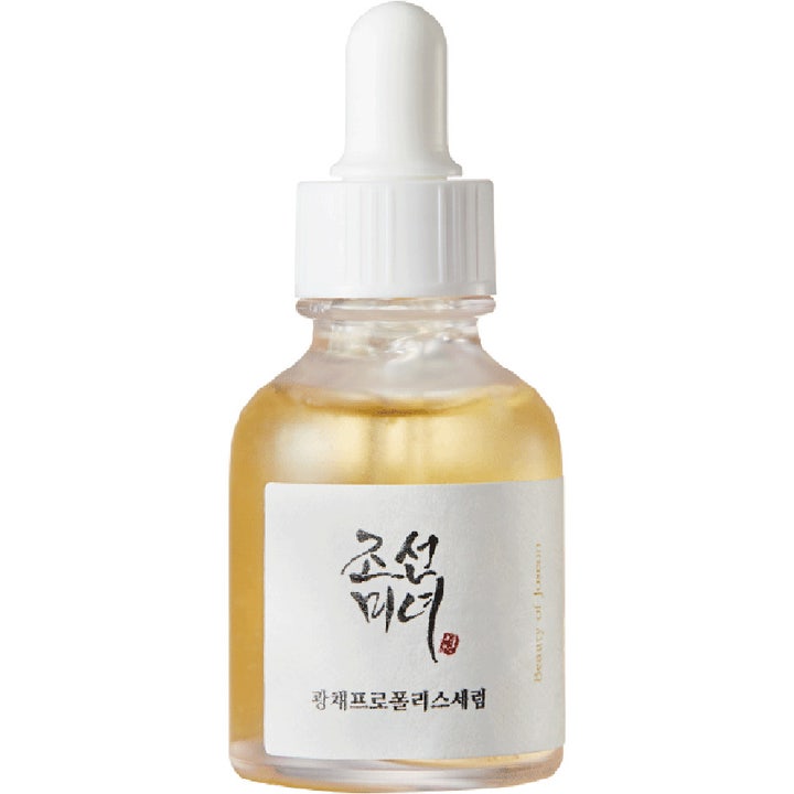 Beauty of Joseon Glow Serum 30 ml ansigtsserum der giver glød i glasflaske med hvid pipette og gylden væske.