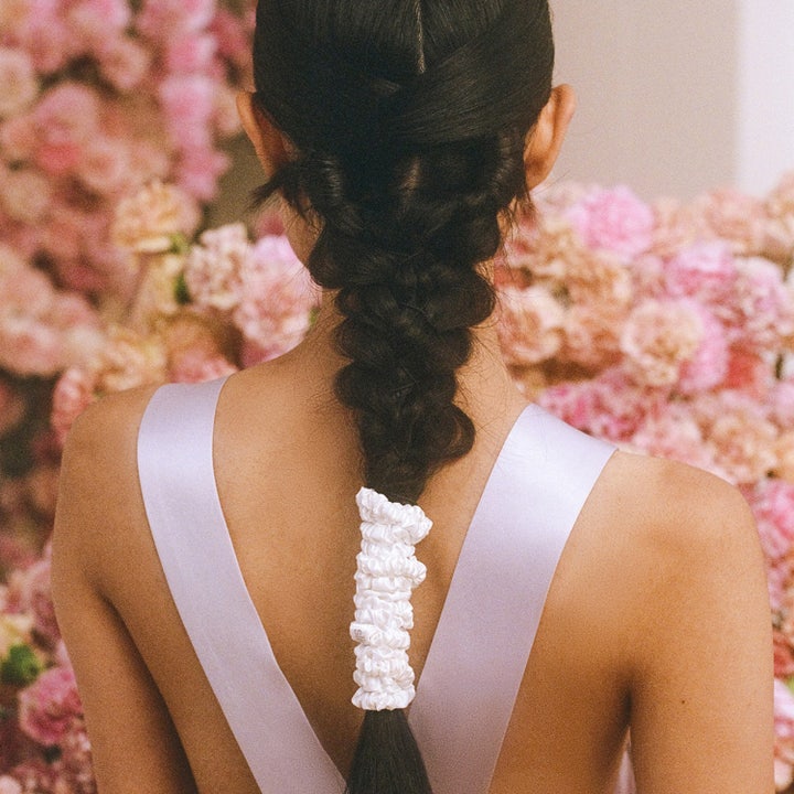 Pure Silk Skinny Scrunchies White