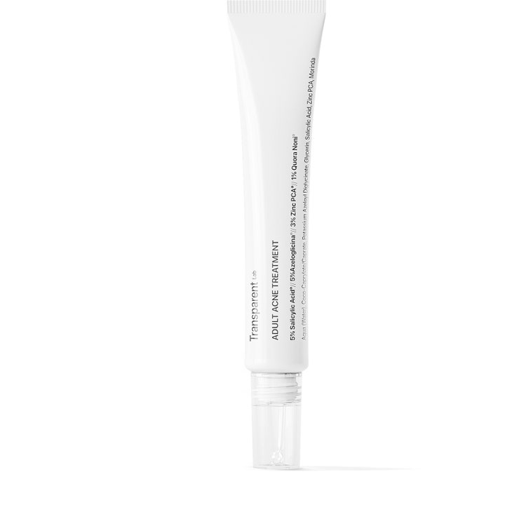 Transparent Lab Adult Acne Treatment 30ml acnebehandling i hvid tube med salicylsyre og gennemsigtig hætte