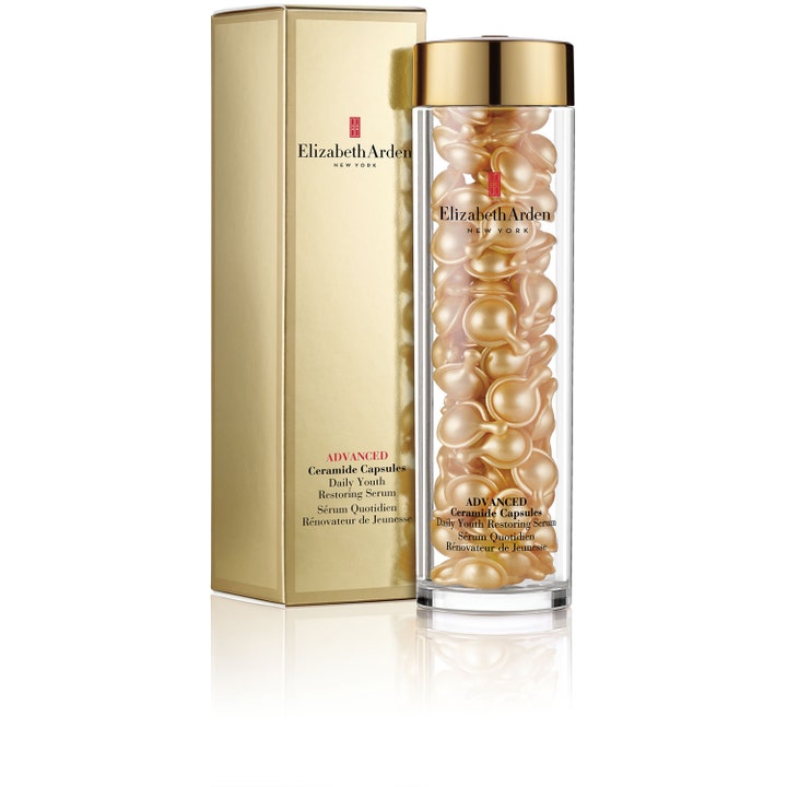 Elizabeth Arden Advanced Ceramide Daily Youth Restoring Serum 90 kapsler styrkende serum i guldæske og klar krukke