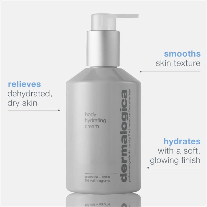 Dermalogica Body Hydrating Cream Duo 2x 295 ml grå pumpeflaske der udglatter og lindrer tør hud med en glødende finish.