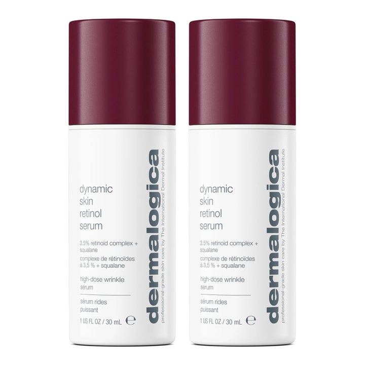 Dermalogica Dynamic Skin Retinol Serum 30 ml mod rynker i hvide cylindriske flasker med mørkerøde låg