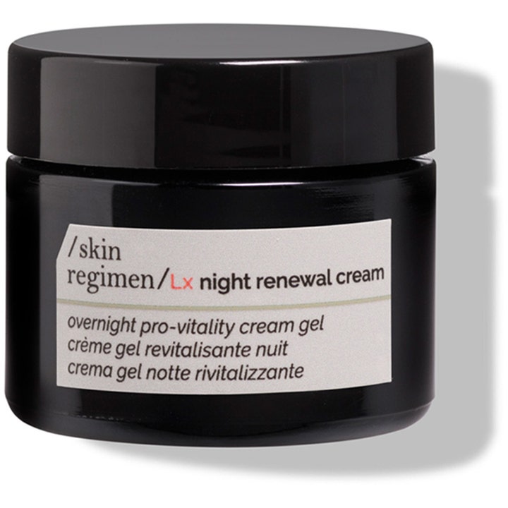 /skin regimen/ Lx Night Renewal Cream 50 ml revitaliserende natcreme i en elegant sort krukke med hvid label.