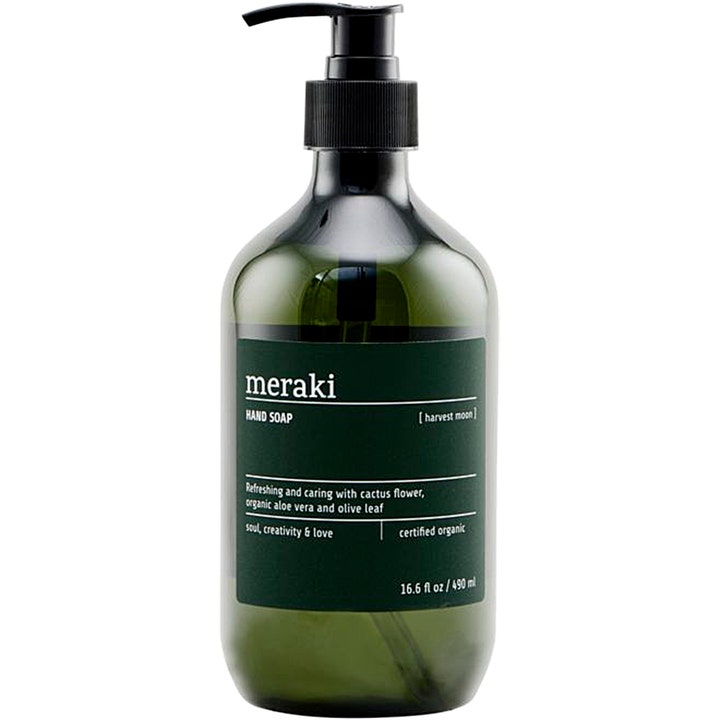 Meraki Harvest Moon Hand Soap 490 ml i mørkegrøn flaske med sort pumpe der renser og plejer huden