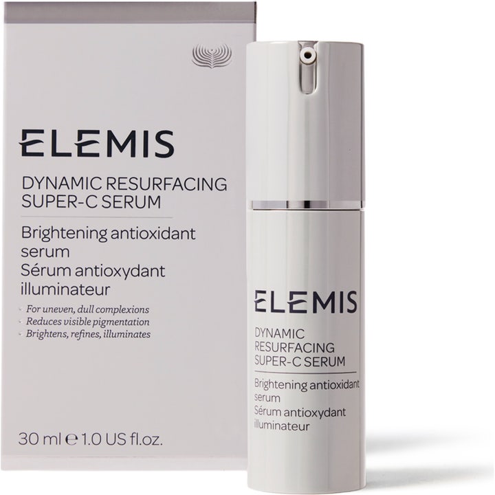 Elemis Dynamic Resurfacing Super-C Serum 30 ml lysgivende antioxidant serum i hvid pumpeflaske og tilhørende æske