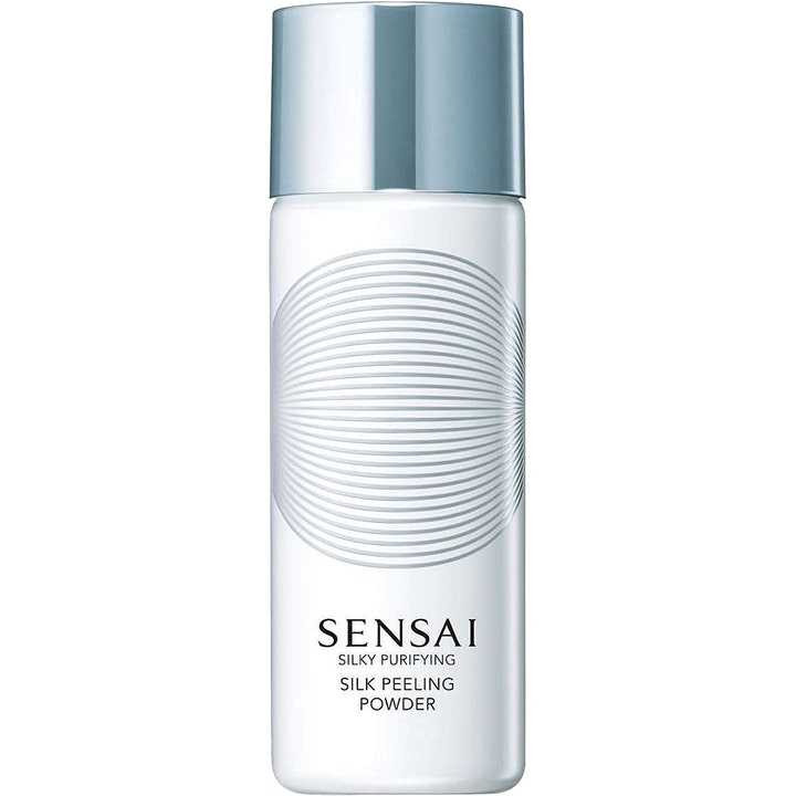 Sensai Silky Purifying Silk Peeling Powder 40 g eksfolierende ansigtsrens i hvid flaske med sølvlåg