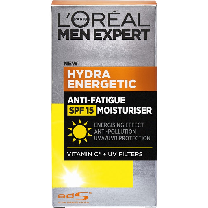 L'Oréal Paris Men Expert Hydra Energetic 50 ml ansigtscreme i sølvfarvet æske med SPF 15 og opfriskende vitamin C