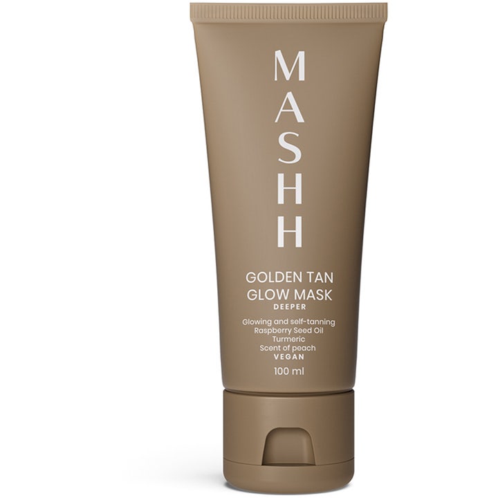 MASHH Golden Tan Glow Mask Deeper 100 ml selvbruner ansigtsmaske der giver glød i en mat brun tube med hvid tekst