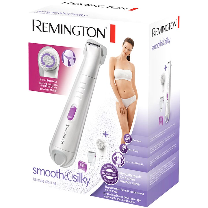 Remington Smooth & Silky WPG4035 Ultimate Bikini Kit 1 stk Wet & Dry trimmer til hårfjerning i hvid og lilla emballage