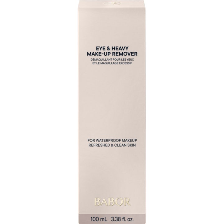 Babor Eye & Heavy Make Up Remover 100 ml sminkefjerner til vandfast makeup i beige papæske med sort tekst