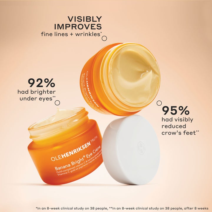 Ole Henriksen Truth Banana Bright + Eye Crème 15 ml lysnende øjencreme i orange krukker med gul cremet tekstur