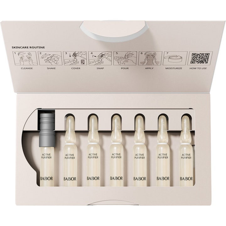 Babor Ampoule Active Purifier 14 ml rensende serum med syv glasampuller og trin for trin guide i låget