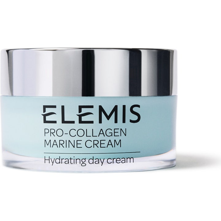 Elemis Pro-Collagen Marine Cream 50 ml fugtgivende anti-aging dagcreme i lyseblå glaskrukke med sølvlåg