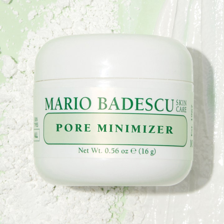 Mario Badescu Pore Minimizer 16 g ansigtsmaske der mindsker porer i hvid krukke på hvidt pulver og creme