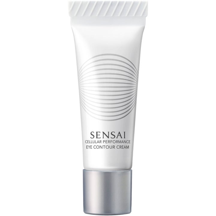 Sensai Cellular Performance Eye Contour Cream øjencreme i hvid plasttube med sølvlåg der plejer øjenområdet