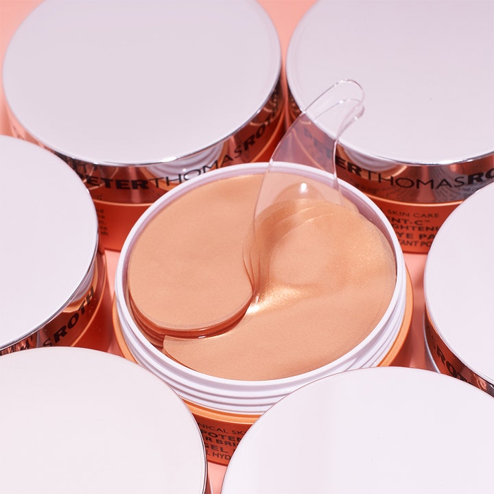 Peter Thomas Roth Potent-C Eye Patches 90 g lysner øjenområdet med orange glitrende gel-patches i en krukke