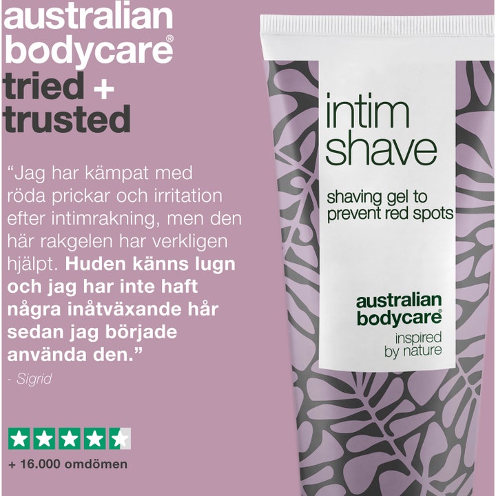 Australian Bodycare Intim Shave 100 ml mod røde knopper ved intimbarbering med kundeanmeldelse og stjerner