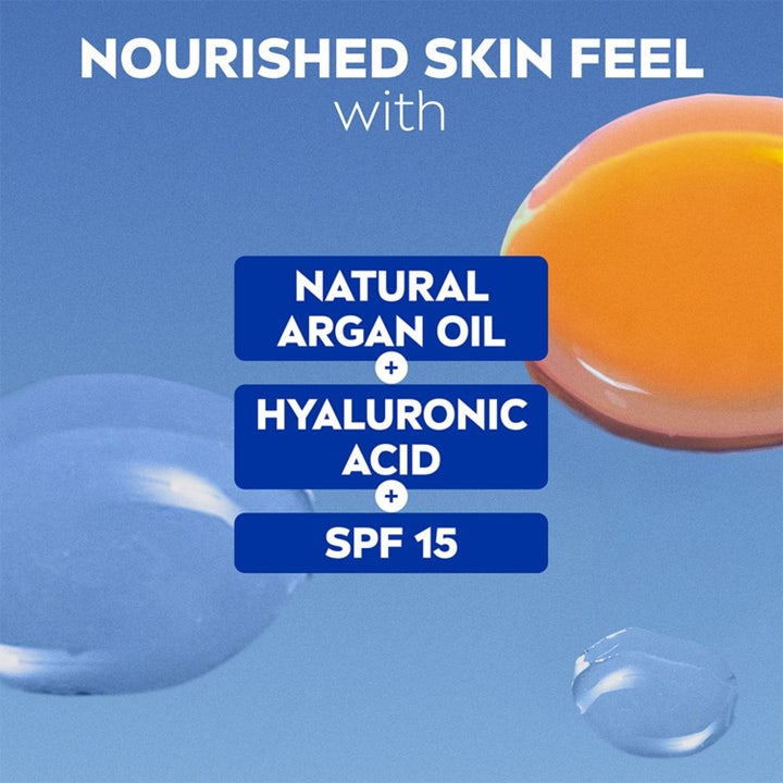 NIVEA Caring Day Cream 50 ml fugtgivende dagcreme med naturlig arganolie hyaluronsyre og SPF 15 i dråbeform