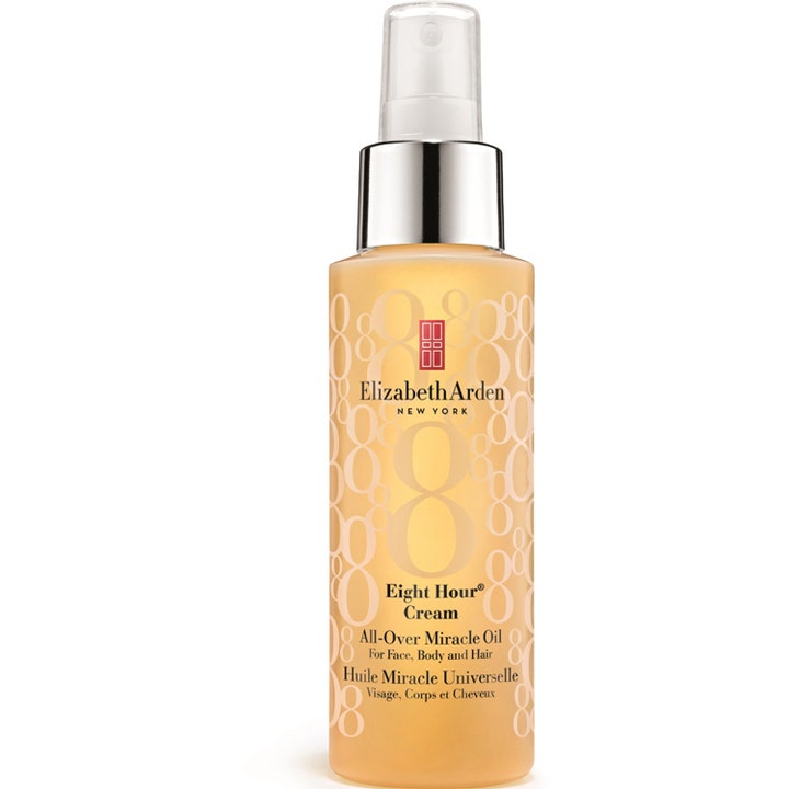 Elizabeth Arden Eight Hour Cream All-Over Miracle Oil 100ml nærende olie i klar flaske med mønster og sølvpumpe