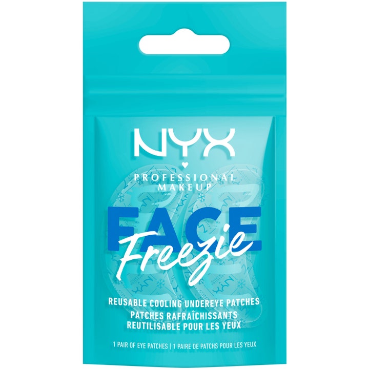 NYX Face Freezie 1 par genanvendelige kølende eye patches i en lyseblå genlukkelig plastpose