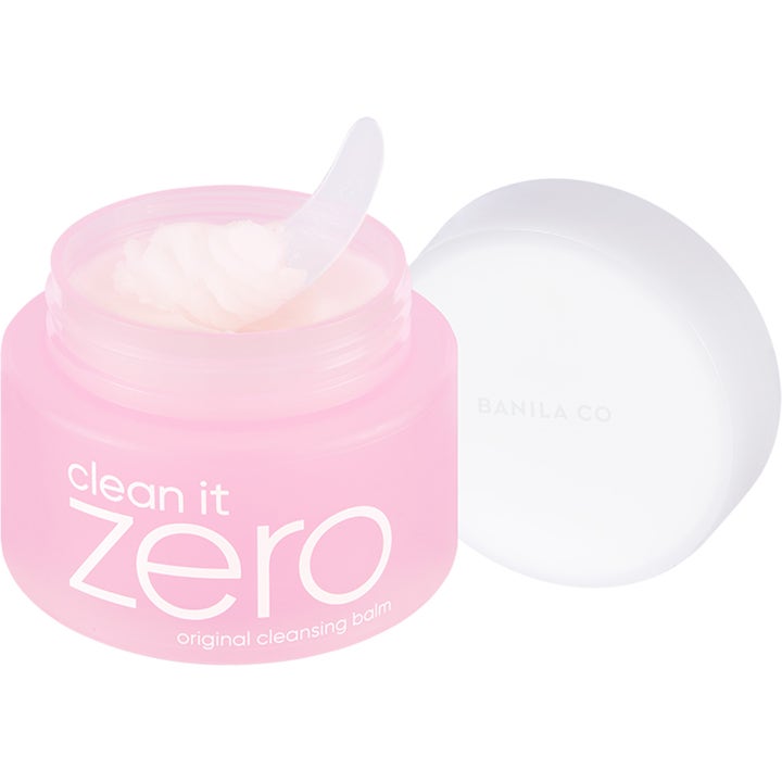 Banila Co Clean It Zero Cleansing Balm Original 100 ml ansigtsrens i lyserød krukke med hvid spatel og blød tekstur