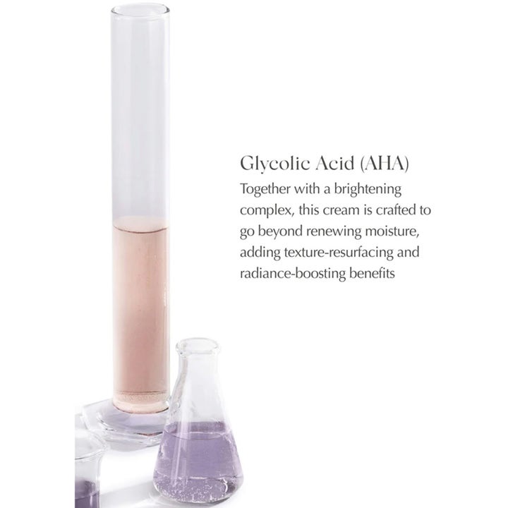 Exuviance Glycolic Perfecting Moisturizer 45 g natcreme med AHA og laboratorieglas der skaber fornyet glød