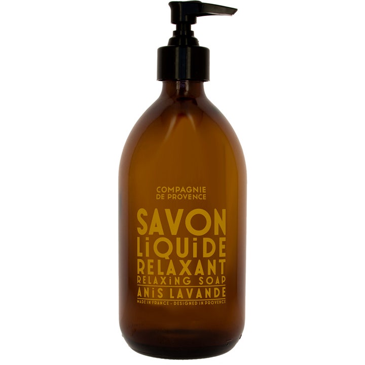 Compagnie de Provence Savon Liquide Relaxant Anis Lavande 500 ml beroligende flydende sæbe i brun flaske med sort pumpe