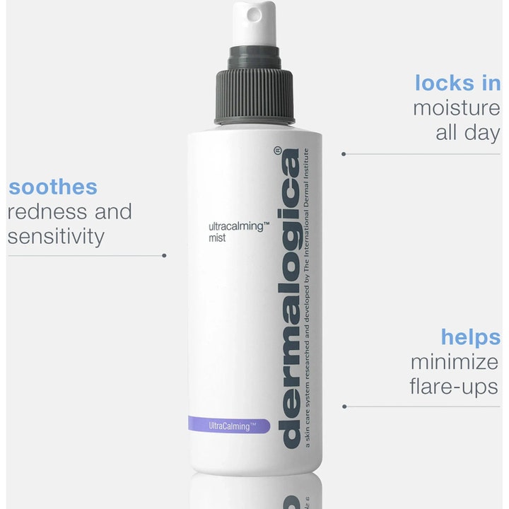 Dermalogica UltraCalming Mist 177 ml beroligende ansigtståge i hvid flaske der dæmper rødme og fugter huden.