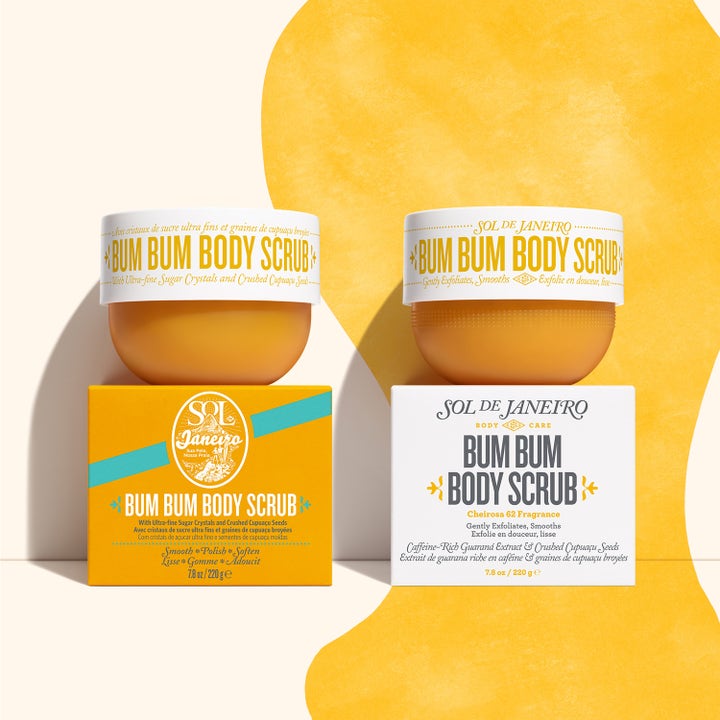 Sol de Janeiro Bum Bum Body Scrub 220 g eksfolierende kropsskrub i gule krukker og papæsker