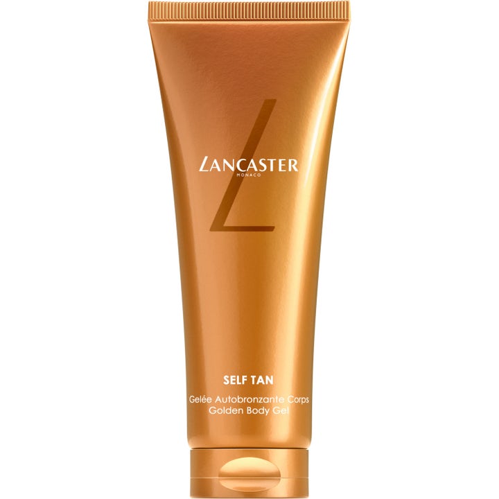 Lancaster Self Tan Golden Body Gel selvbruner i skinnende bronzefarvet tube der skaber en naturlig gylden glød.