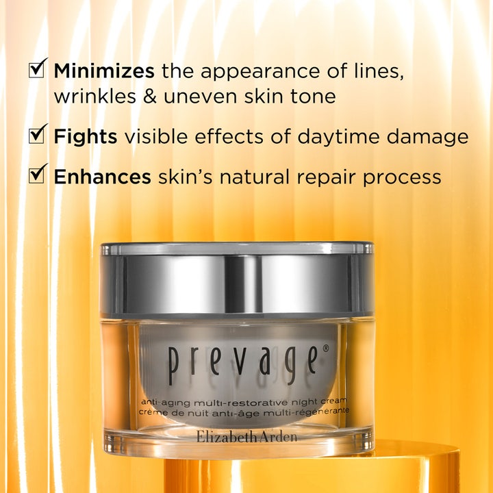 Elizabeth Arden Prevage Anti-aging Overnight Cream 50 ml nattcreme der mindsker linjer og rynker i sølvfarvet krukke