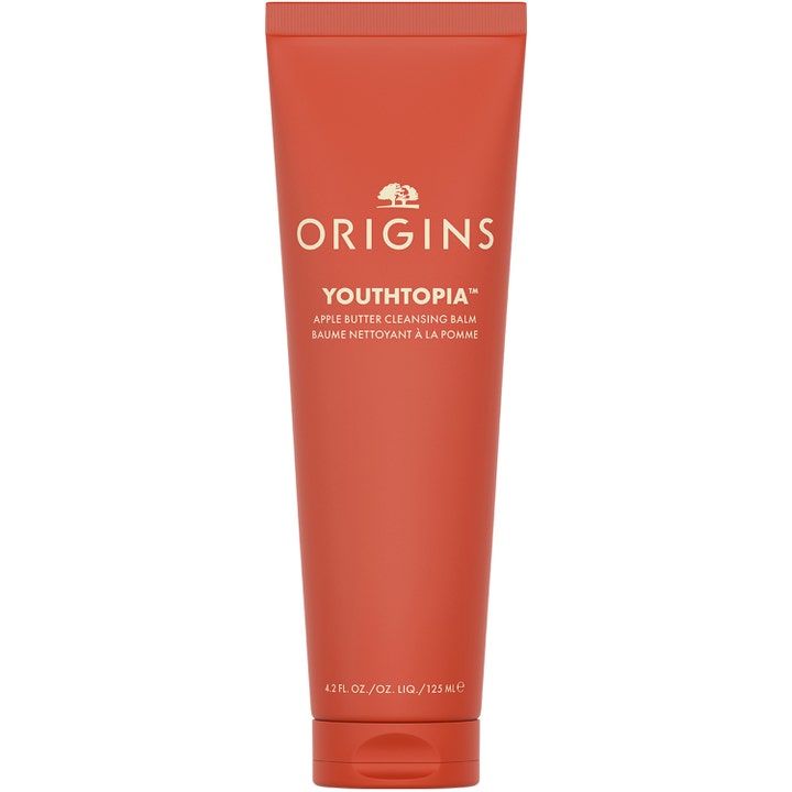 Origins Youthtopia Apple Butter Cleansing Balm 125 ml rensende ansigtsrens i en mat rød tube med hvid skrift