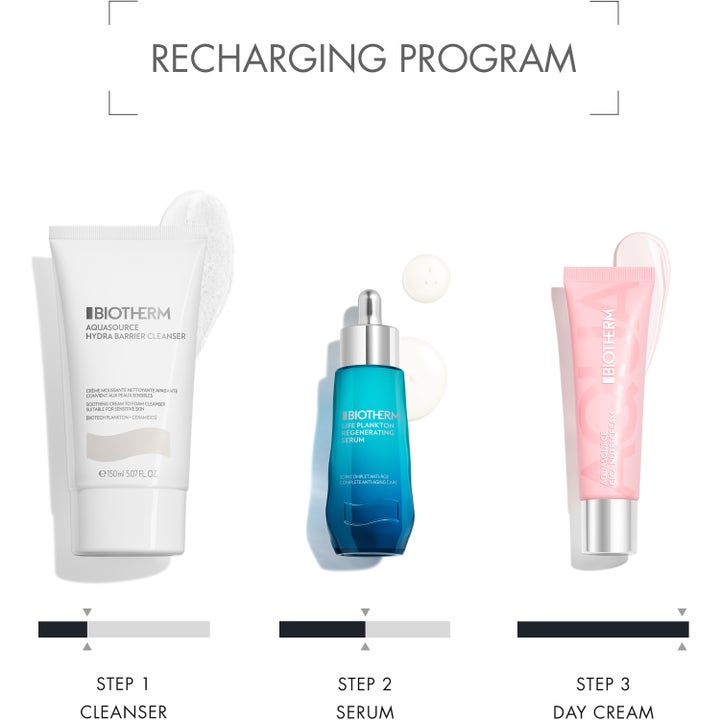 Biotherm Aquasource Cica Nutri Cream 30 ml dagcreme i pink tube som trin 3 i et hudplejesæt