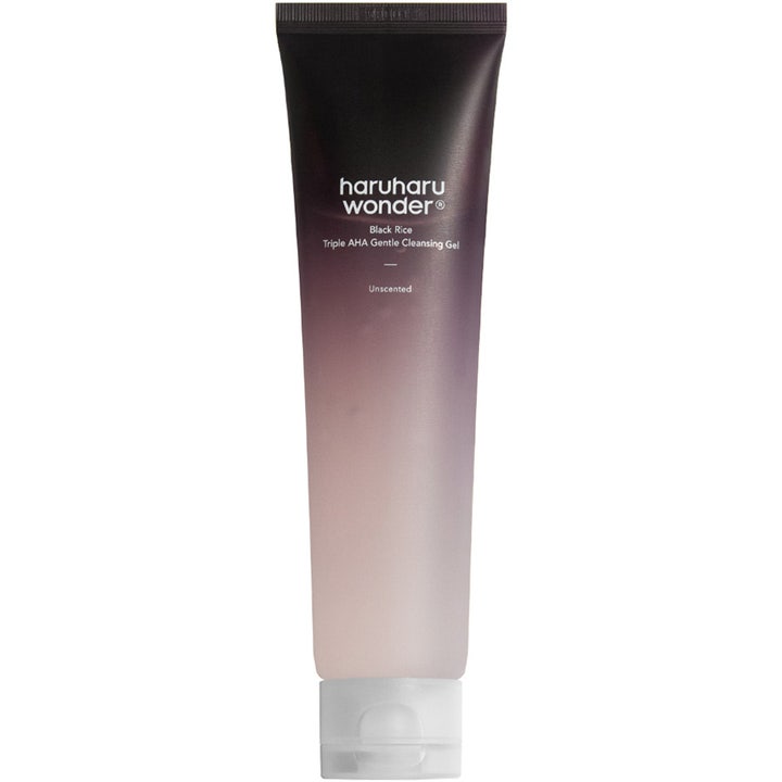 haruharu wonder Black Rice Triple AHA Gentle Cleansing Gel 100 ml skånsom ansigtsrens i tube med lilla farveovergang