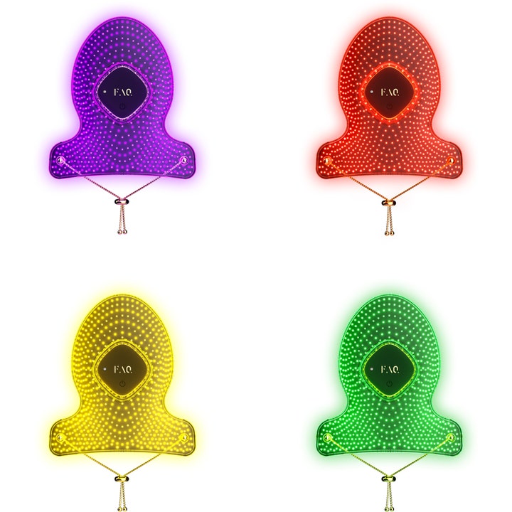 FAQ Swiss FAQ™ 221 LED Hand Mask 1 stk hudpleje viser fire masker med lilla, rødt, gult og grønt lys.