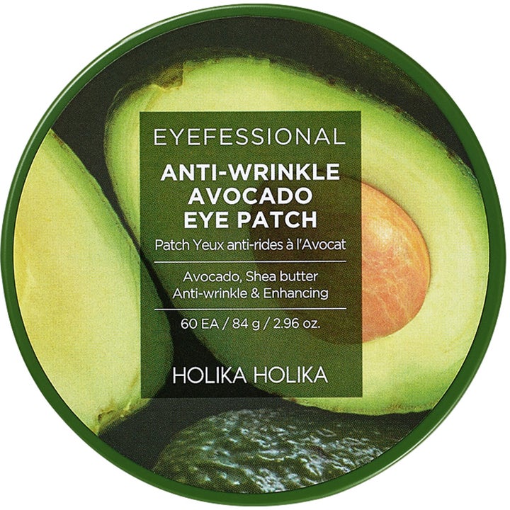 Holika Holika Eyefessional Anti-Wrinkle Avocado Eye Patch 84 g giver anti-rynke pleje i grøn krukke med avocadomotiv