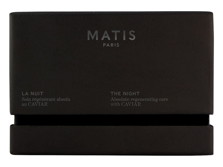 Matis Caviar The Night 50 ml regenererende anti-age natcreme i sort yderemballage med sølvtekst
