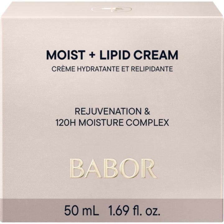 Babor Moist + Lipid Cream 50 ml fugtgivende ansigtscreme i hvid papæske med lyseblå detaljer til tør hud