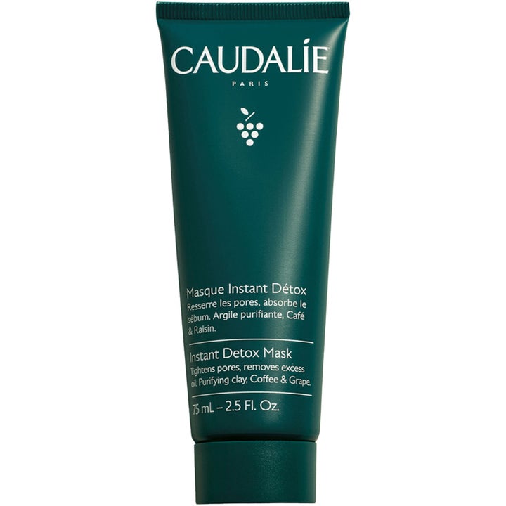 Caudalie Instant Detox Mask 75 ml rensende ansigtsmaske der mindsker porer i en mørkegrøn tube med hvid tekst